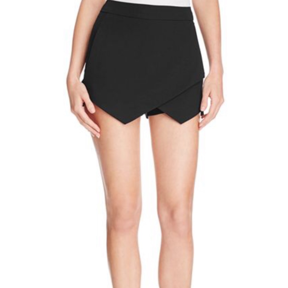 AQUA Faux Wrap Black Skort